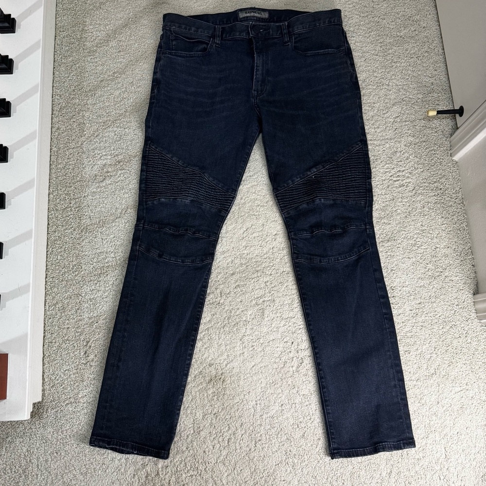 Express Mens Slim Skinny Jeans Black Denim 34 x 32
